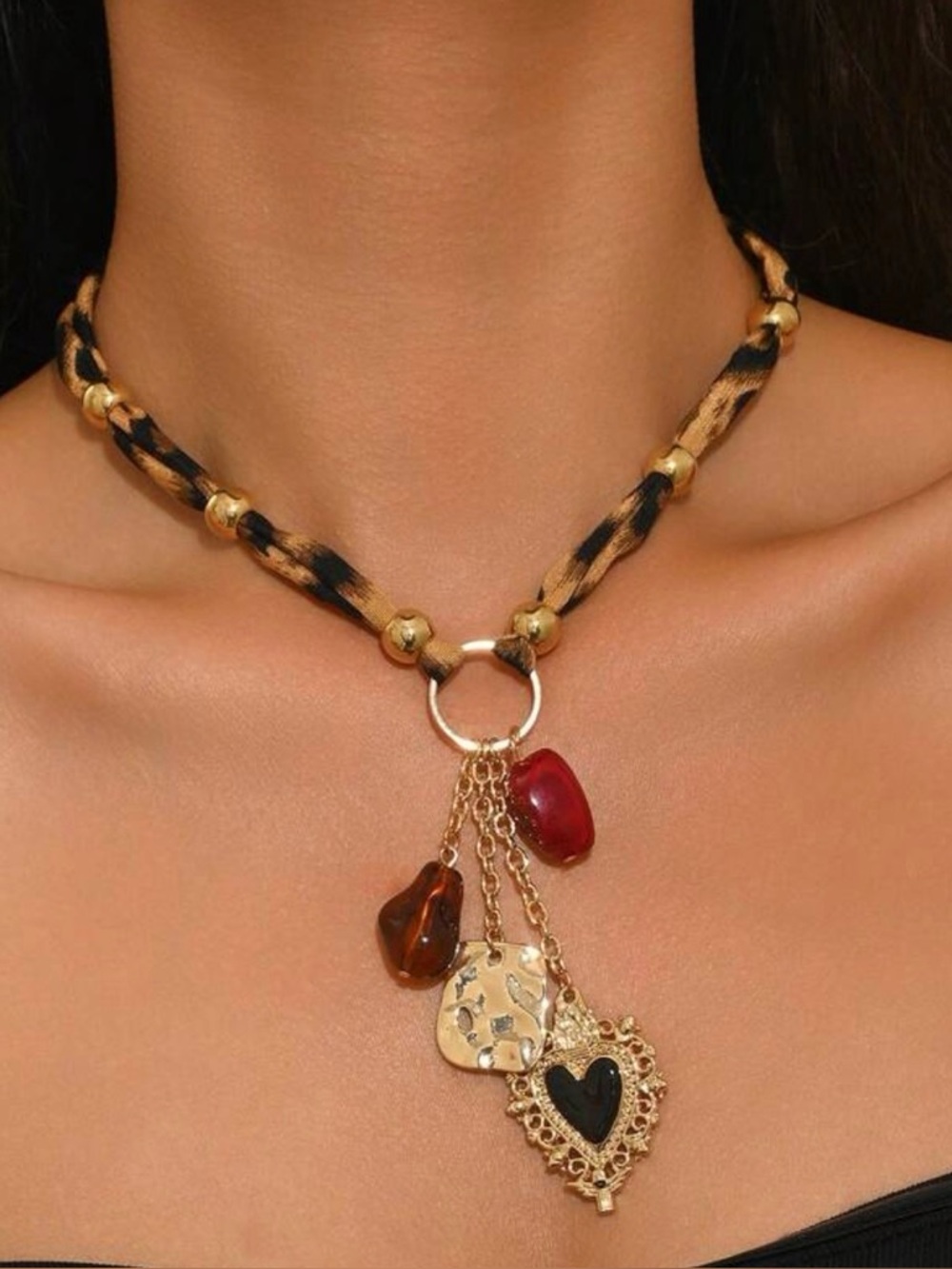 Leopard Scarf Charm Necklace